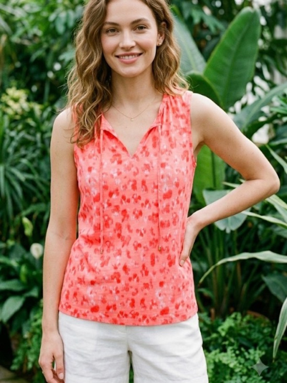Michael Michael Kors, pink water paint/animal design size large tank top
